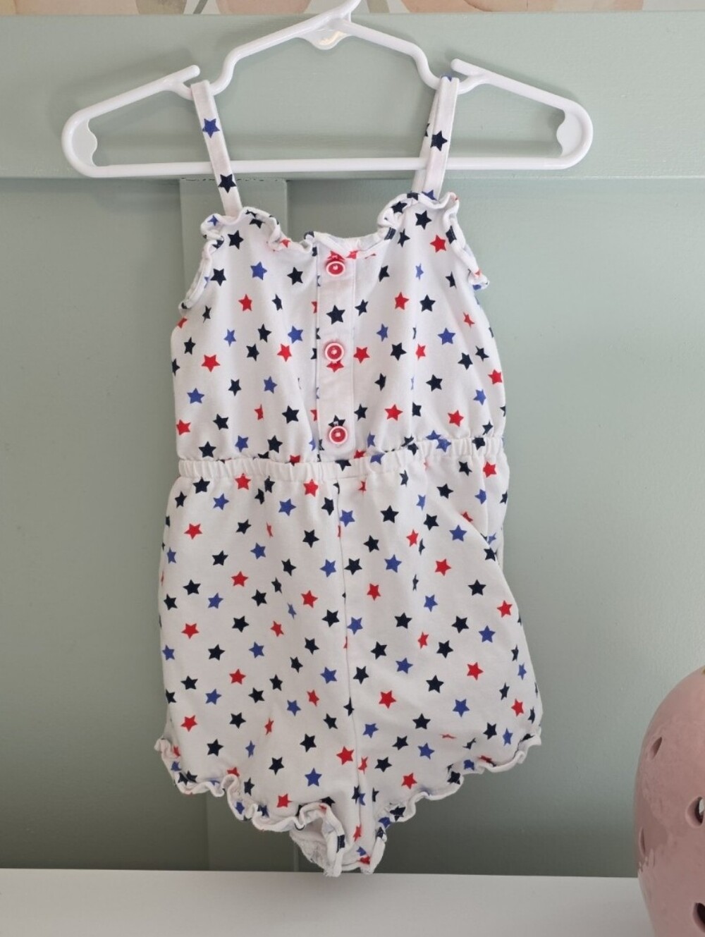 Janie and Jack White Star 3 3t Print Romper 4th July Patriotic USA